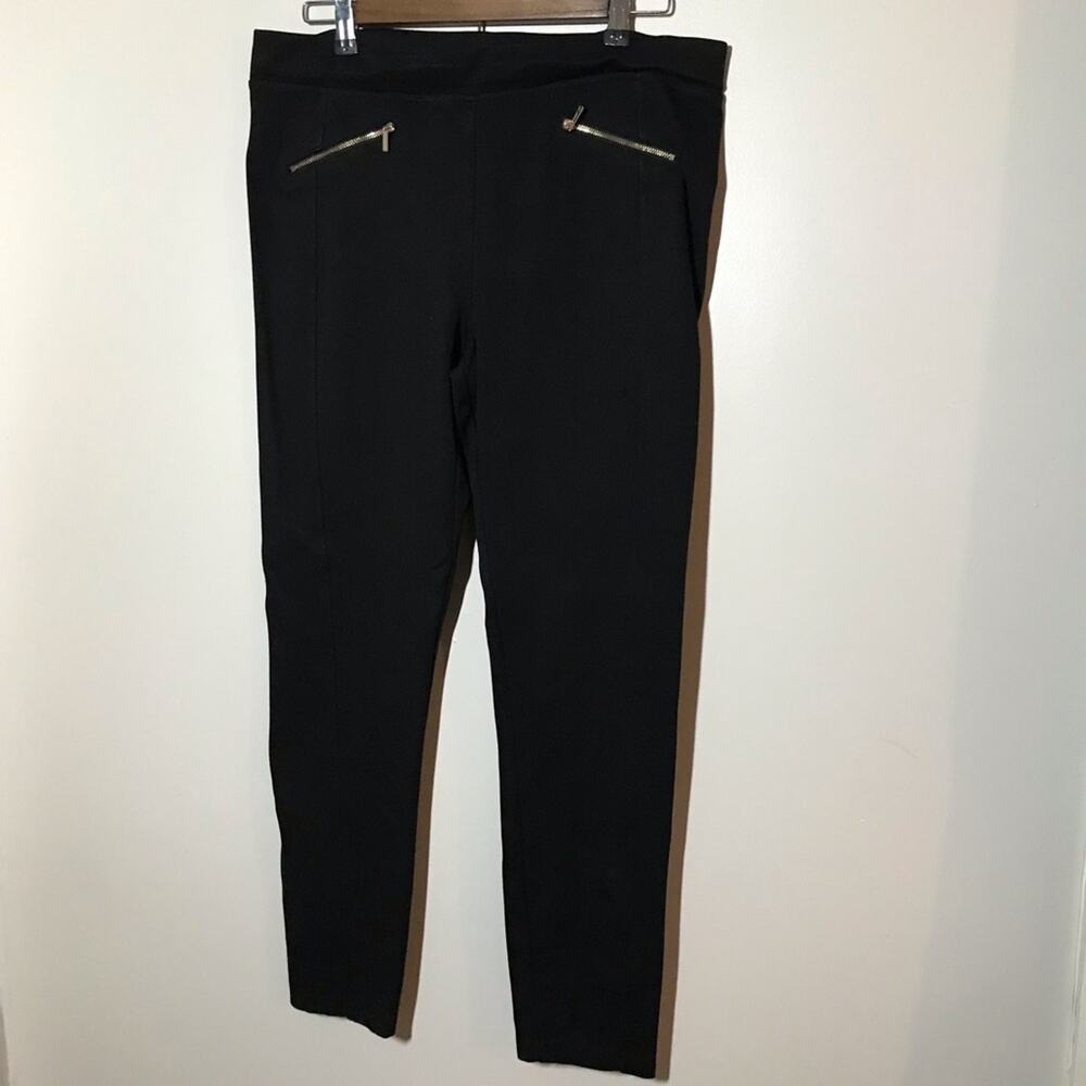 Karl Lagerfield Paris trousers zipper detail black sz LG wardrobe office pants